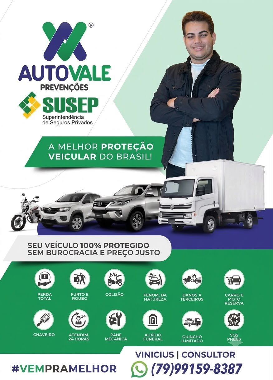 Vinicius — Consultor AutoVale ao lado de uma frota de veículos protegidos