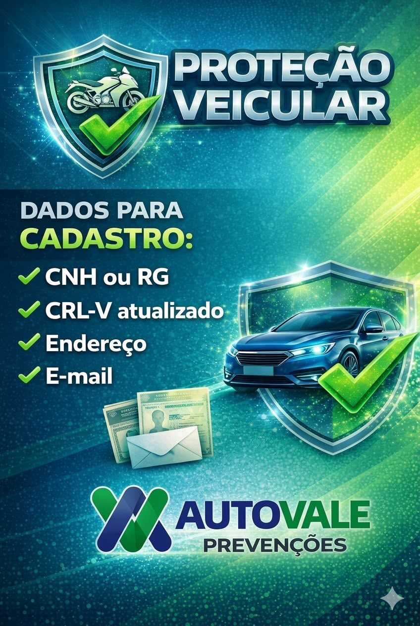 Dados para cadastro — CNH ou RG, CRLV atualizado, endereço, e-mail