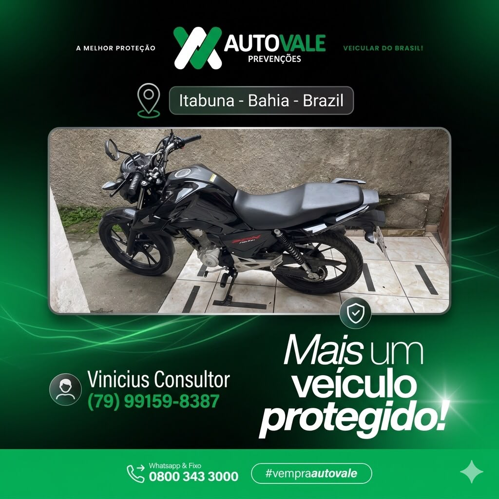 Moto protegida — mais um veículo associado à AutoVale